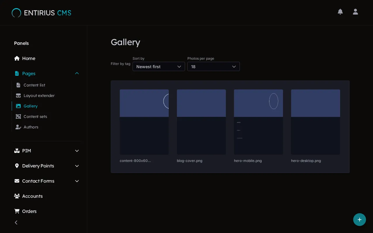 The Gallery with four photo tiles, sorted Newest first.